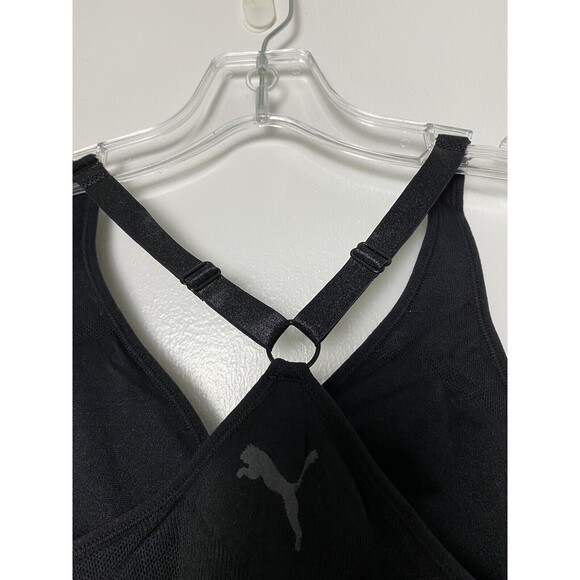 PUMA Sports Bra Women's Size M Black Seamless Padded Stretch Adjustable - Picture 7 of 11